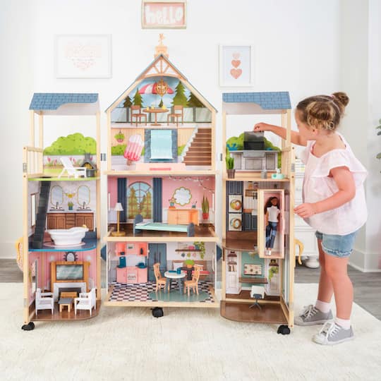 KidKraft Wooden Secret Reveal Mansion Dollhouse with Lights, Sounds & Accessories